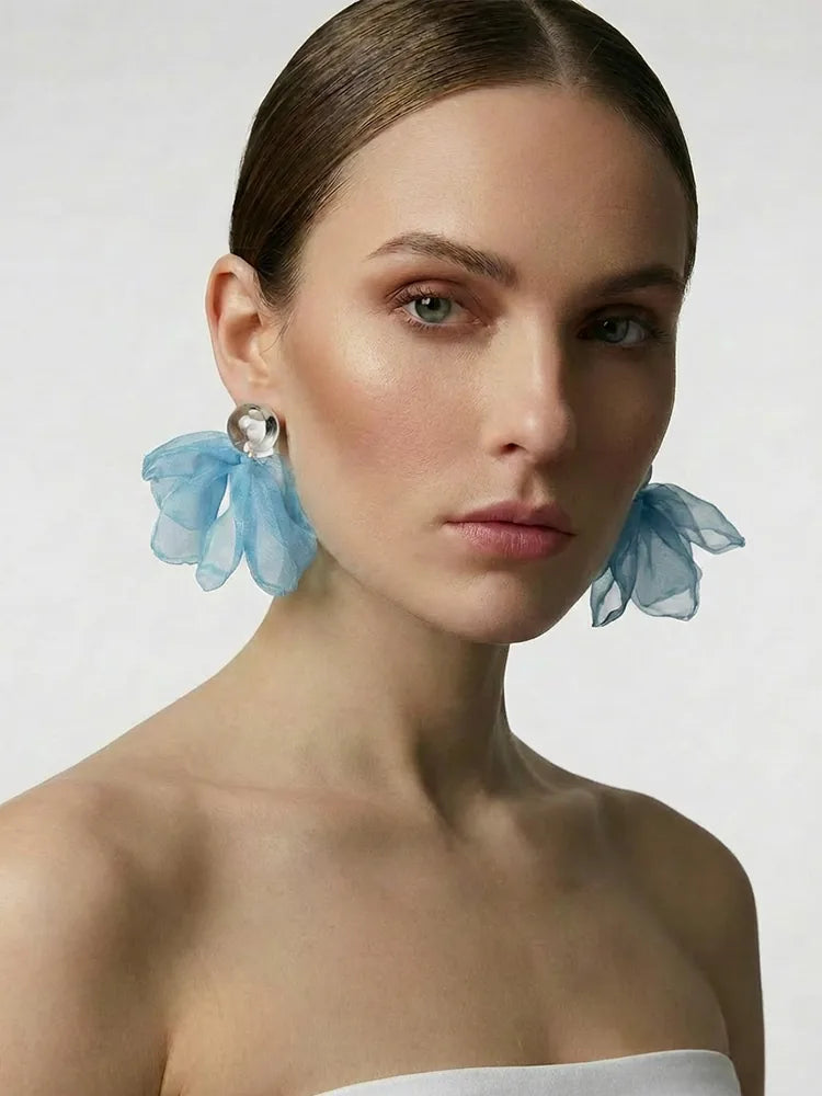 Braided Large Flower Seaside Female Vacation Earri | 18K ...