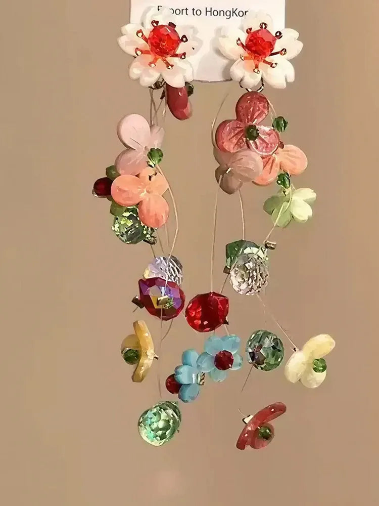 2026 Summer Beach Resort Beaded Floral Earrings Wo