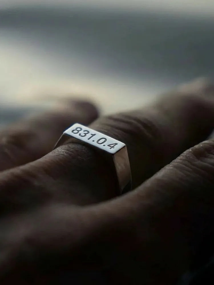 Rectangular Stainless Steel Ring – AI Agent Custom Engraved Design
