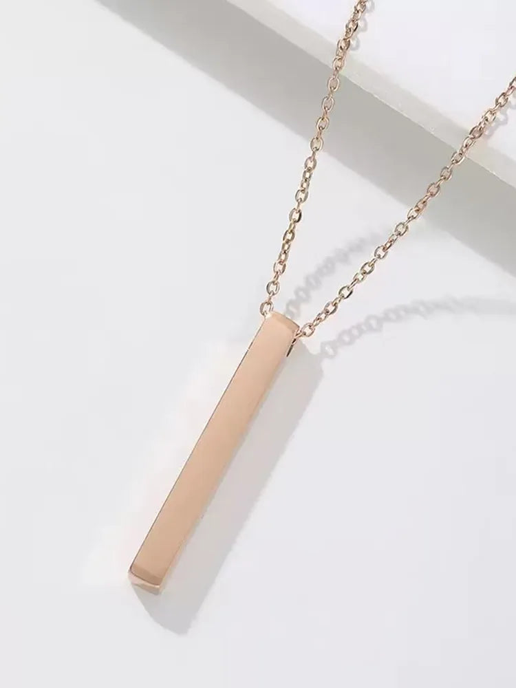 Square Bar Stainless Steel Necklace – AI Agent Custom Engraved Pendant