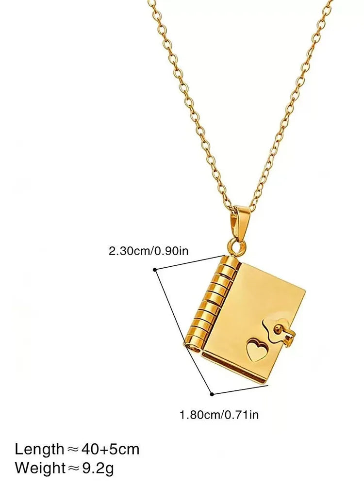 Stainless Steel Book Necklace – Custom Engraved AI - view 5