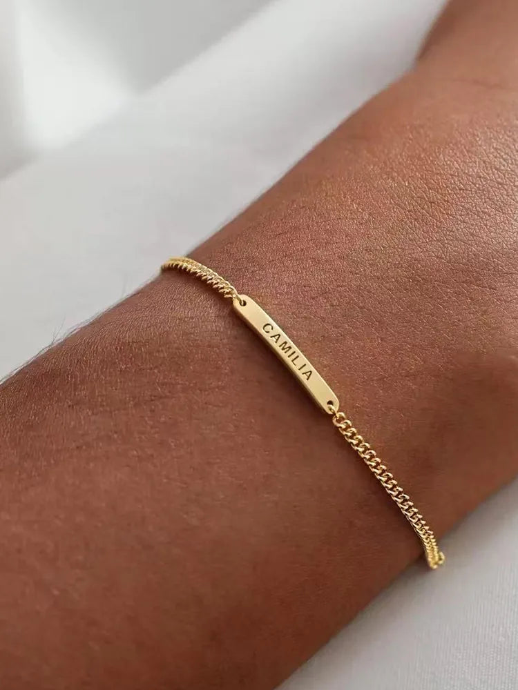 Custom Engraved AI Agent Shield Bracelet – Gold St | 18K ... - view 2