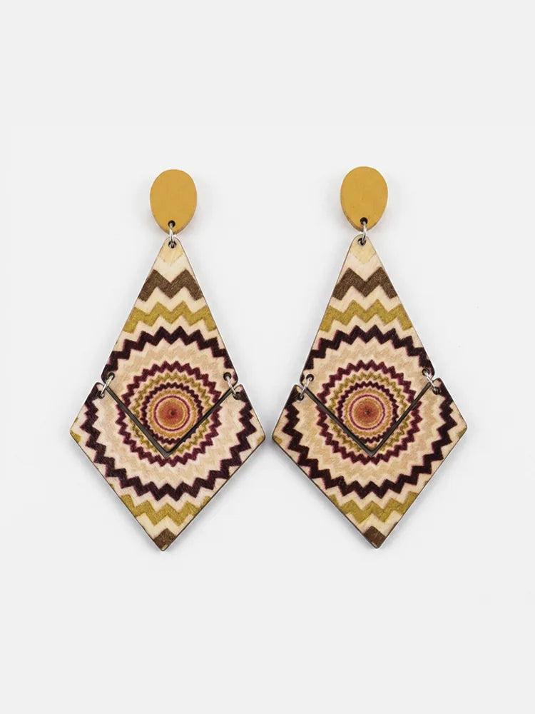 Hand-Painted Wooden Rhombus Earrings - view 9