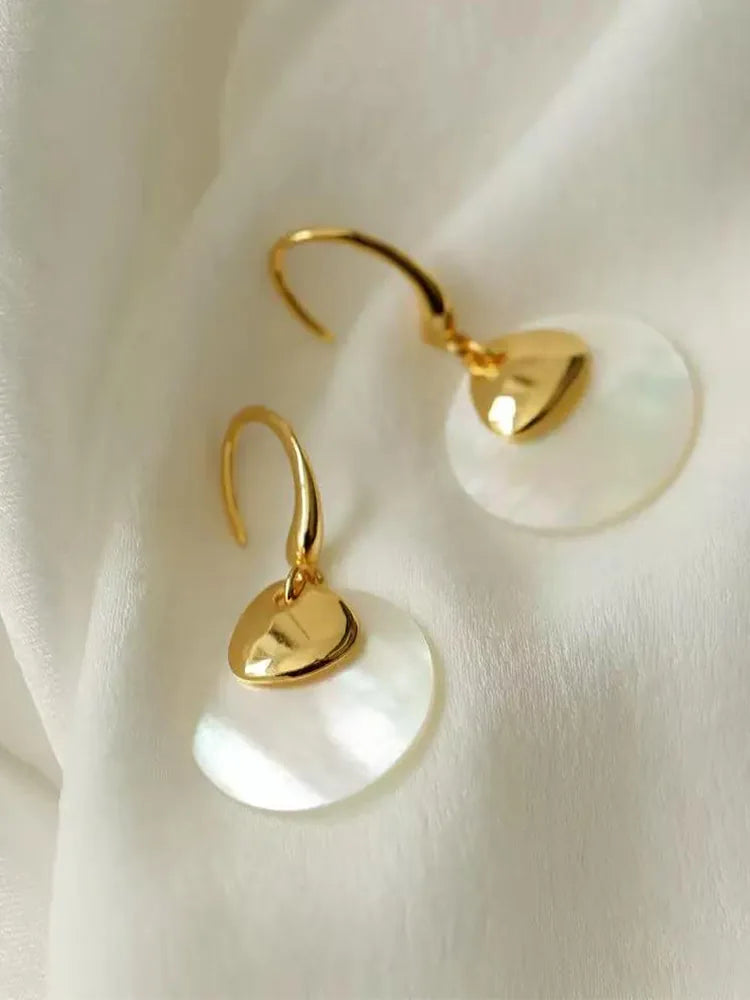 White shell earrings — 18K Gold Plated Jewelry | Fairies Whisper