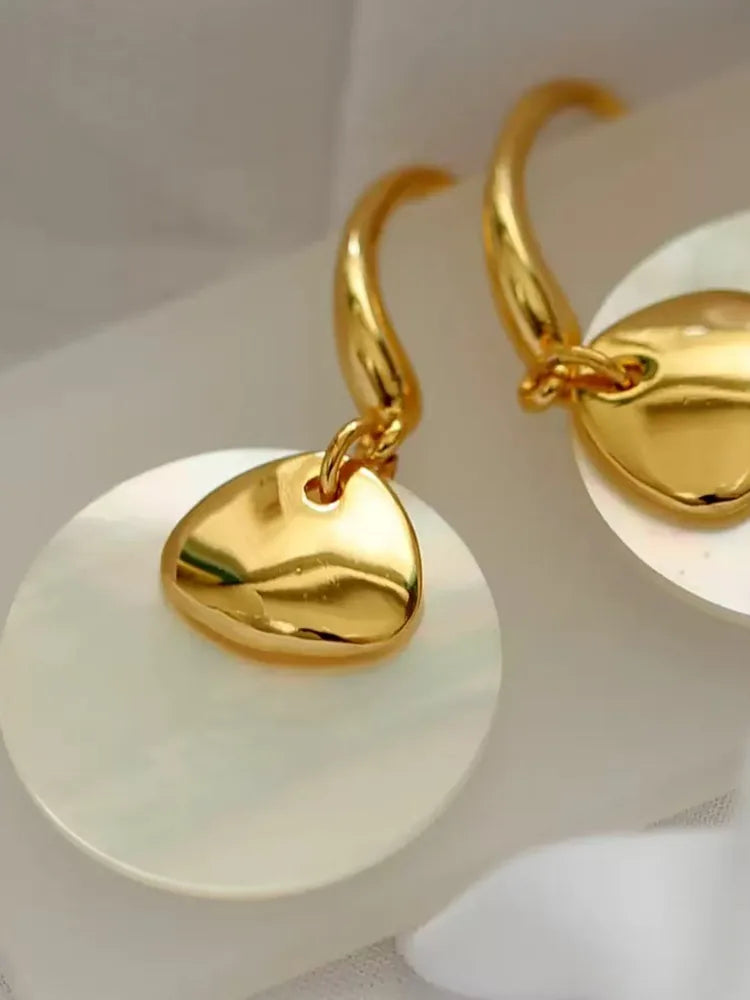 White shell earrings Detail View — Waterproof & Hypoallergenic