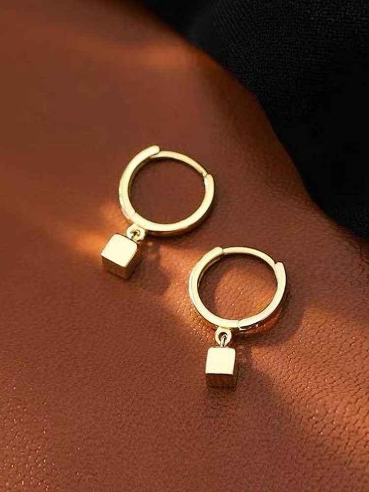 Minimalist Small Square Stainless Steel Earrings Studs & Cli — View 6 | Stainless Steel Jewelry