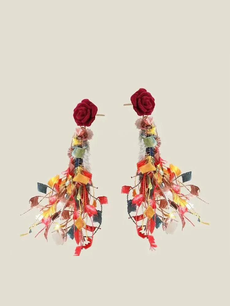 Firework Fabric Vacation Studs & Clip-On Earrings (No Pierci Detail View — Waterproof & Hypoallergenic