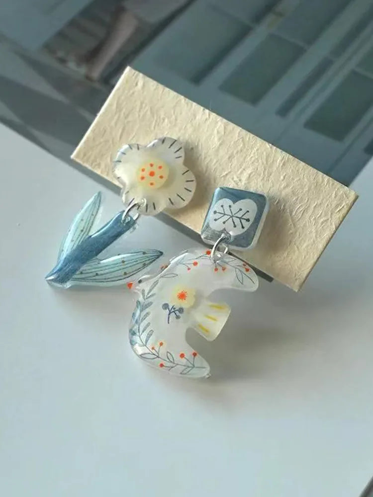 Designer Original Hand-Painted Garden Earrings – Courtyard Inspired