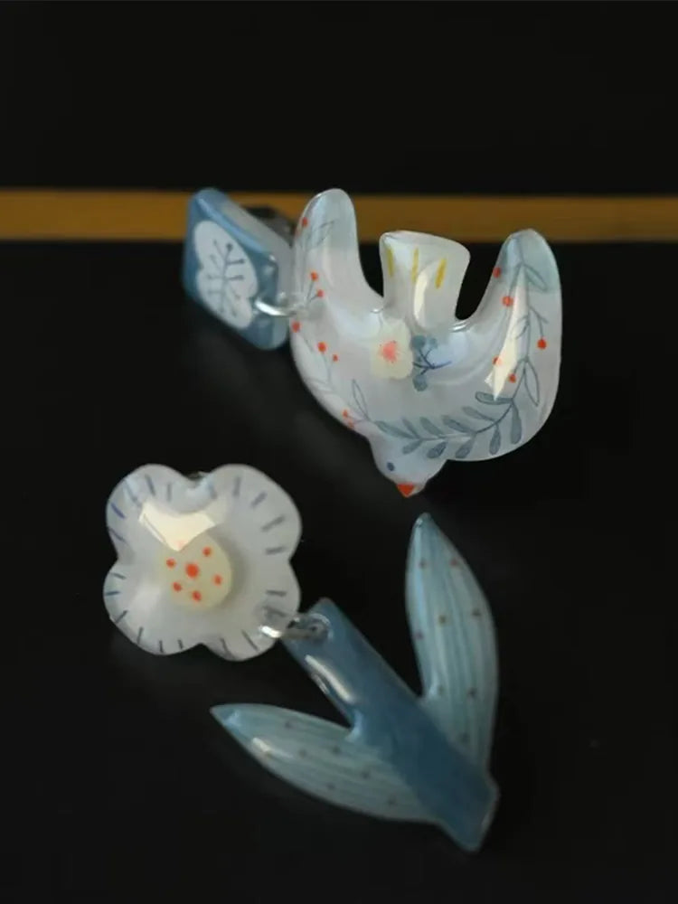 Designer Original Hand-Painted Garden Earrings – Courtyard Inspired