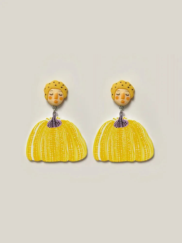 Spectrum Art Cartoon Pumpkin Studs & Clip-On Earrings (No Pi — 18K Gold Plated Jewelry | Fairies Whisper