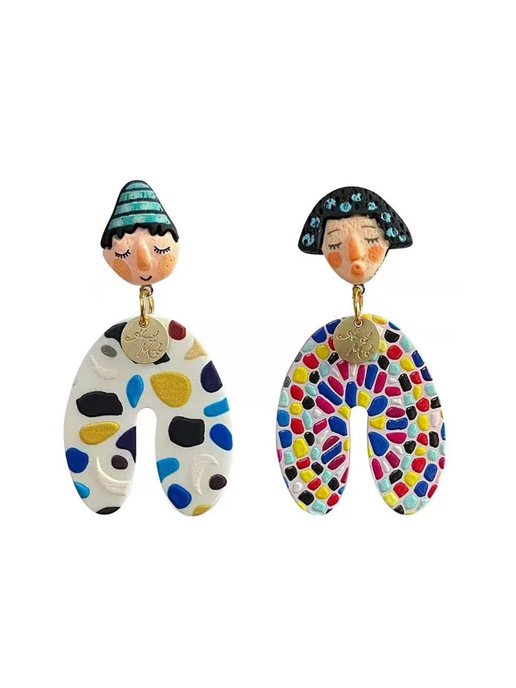 Vacation-style doll-inspired oversized polka dot earrings Studs & Clip-On Earrings (No Piercing Required)