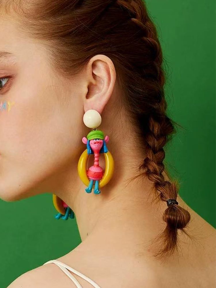 Cartoon Oversized Acrylic Vacation Studs & Clip-On Earrings Detail View — Waterproof & Hypoallergenic