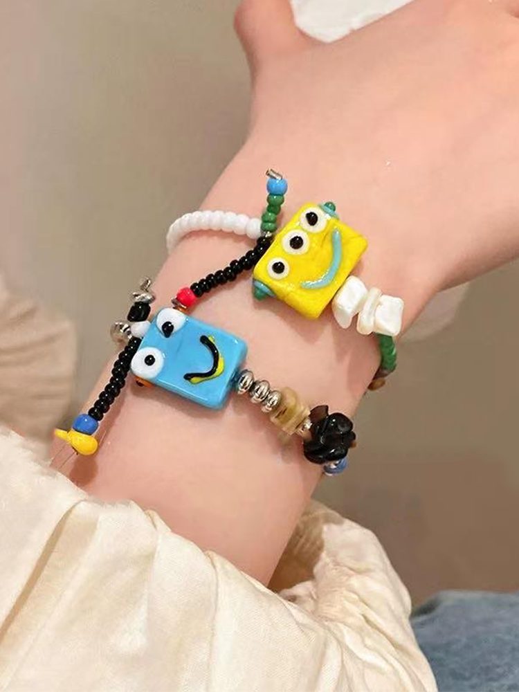 Cartoon Acrylic Eco-Friendly Bracelet Studs & Clip-On Earrin Detail View — Waterproof & Hypoallergenic