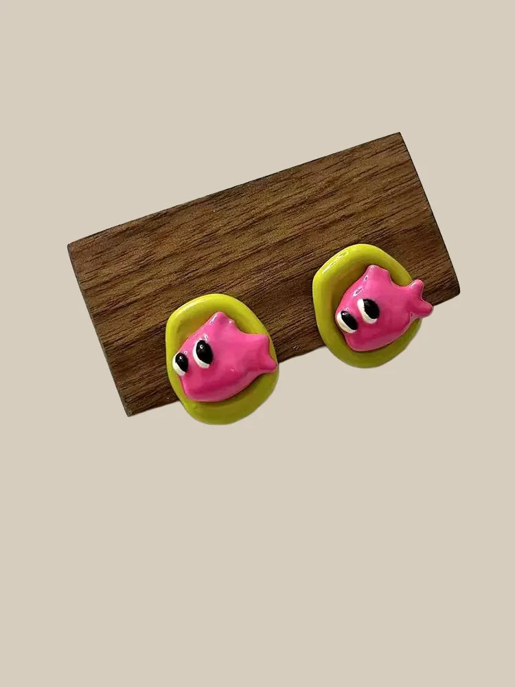 Colorful Cartoon Animal Earrings Elephant Bunny Fish