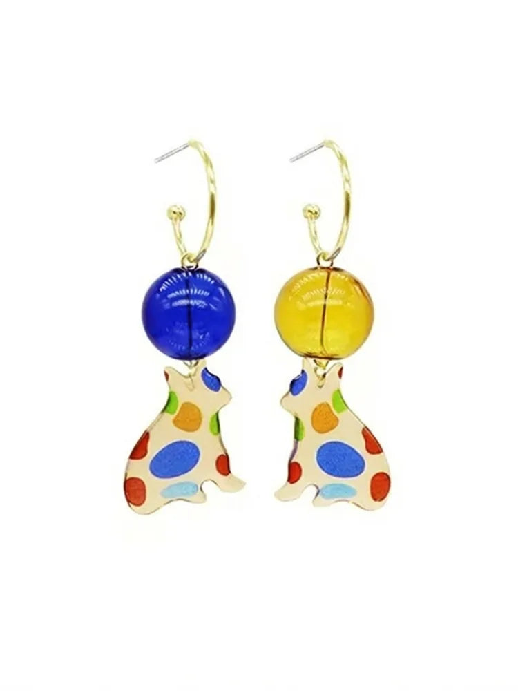 Blue Planet Pop Spectrum Cat Drop Studs & Clip-On Earrings ( — 18K Gold Plated Jewelry | Fairies Whisper