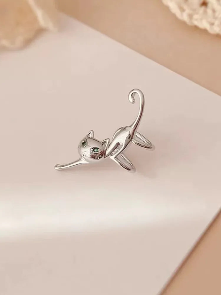 Black cat ear cuff unpierced One pice