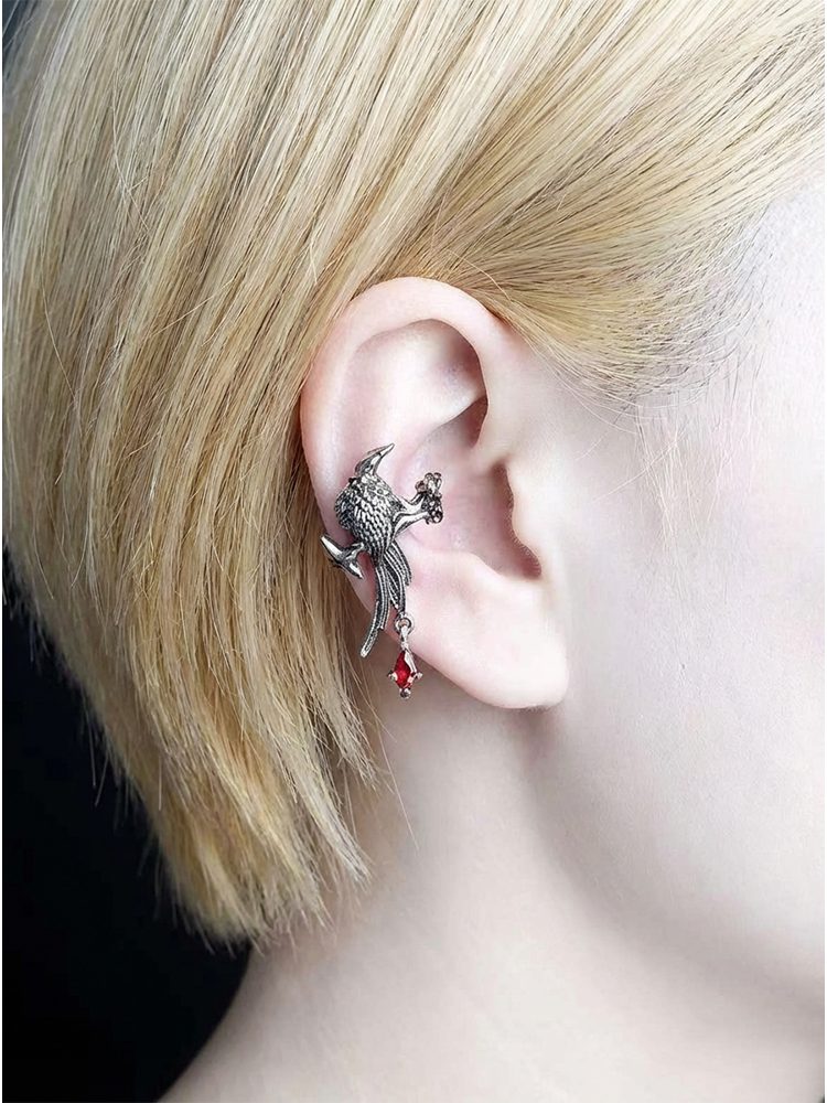 Black Raven Ear Cuff (Non-Pierced, Gothic Style)