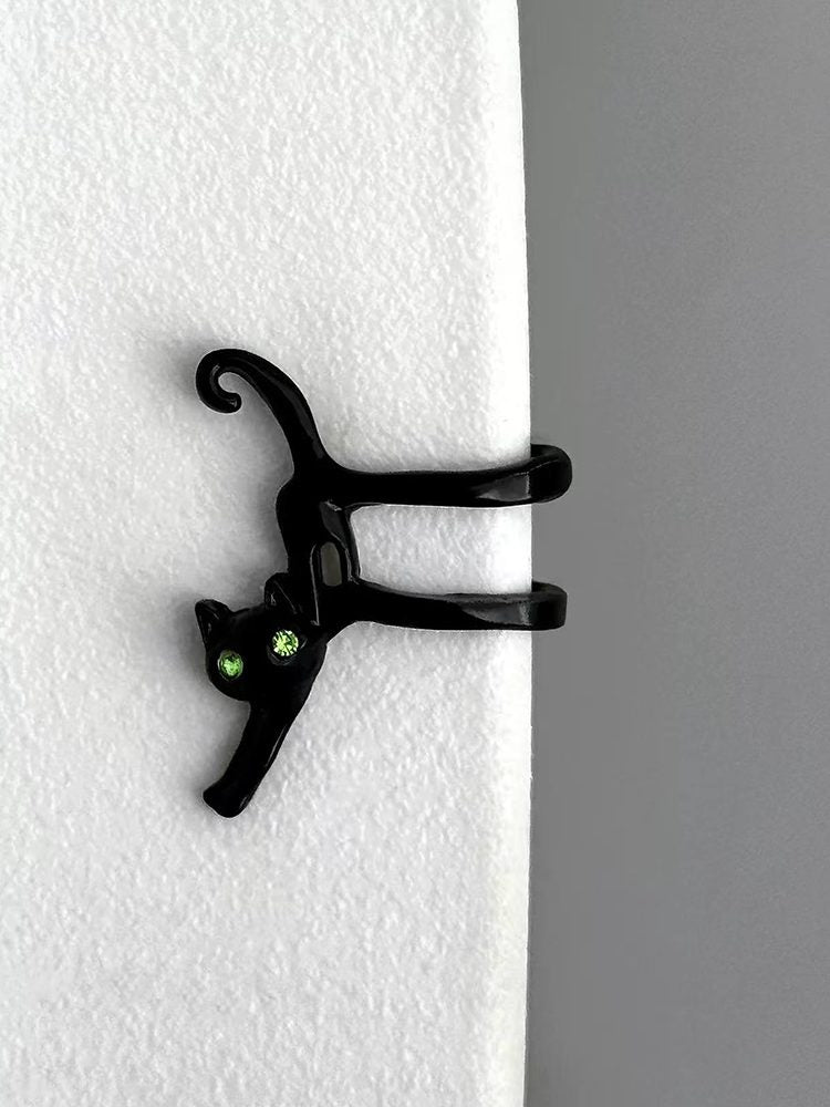 Black cat ear cuff unpierced One pice