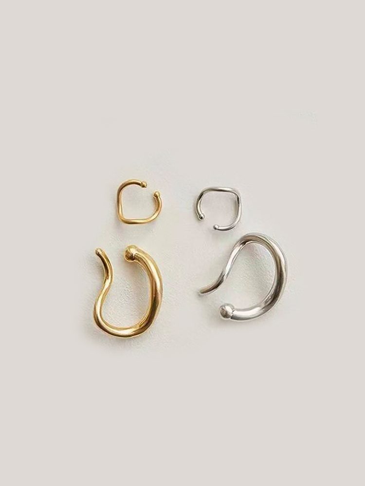 Modern Classic Stainless Steel Ear Cuff Earrings (Pair)