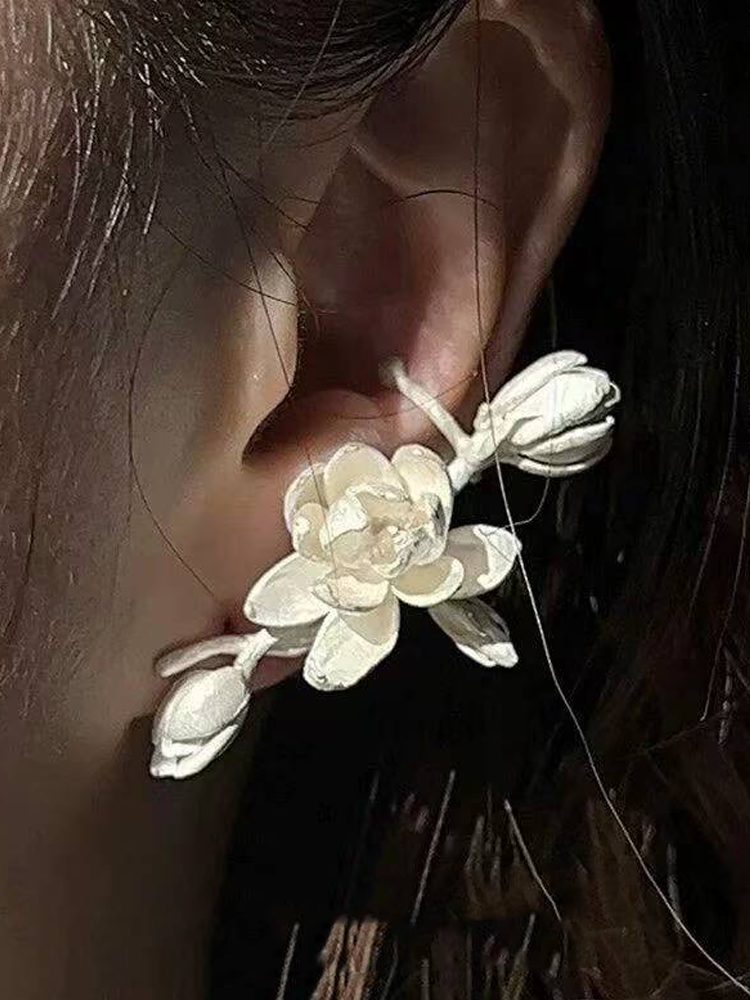 Floral Sterling Silver Stud Earrings