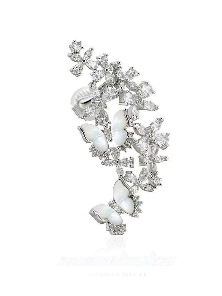 Floral Zircon Ear Cuff and Clip-On Earrings (Non-Pierced)