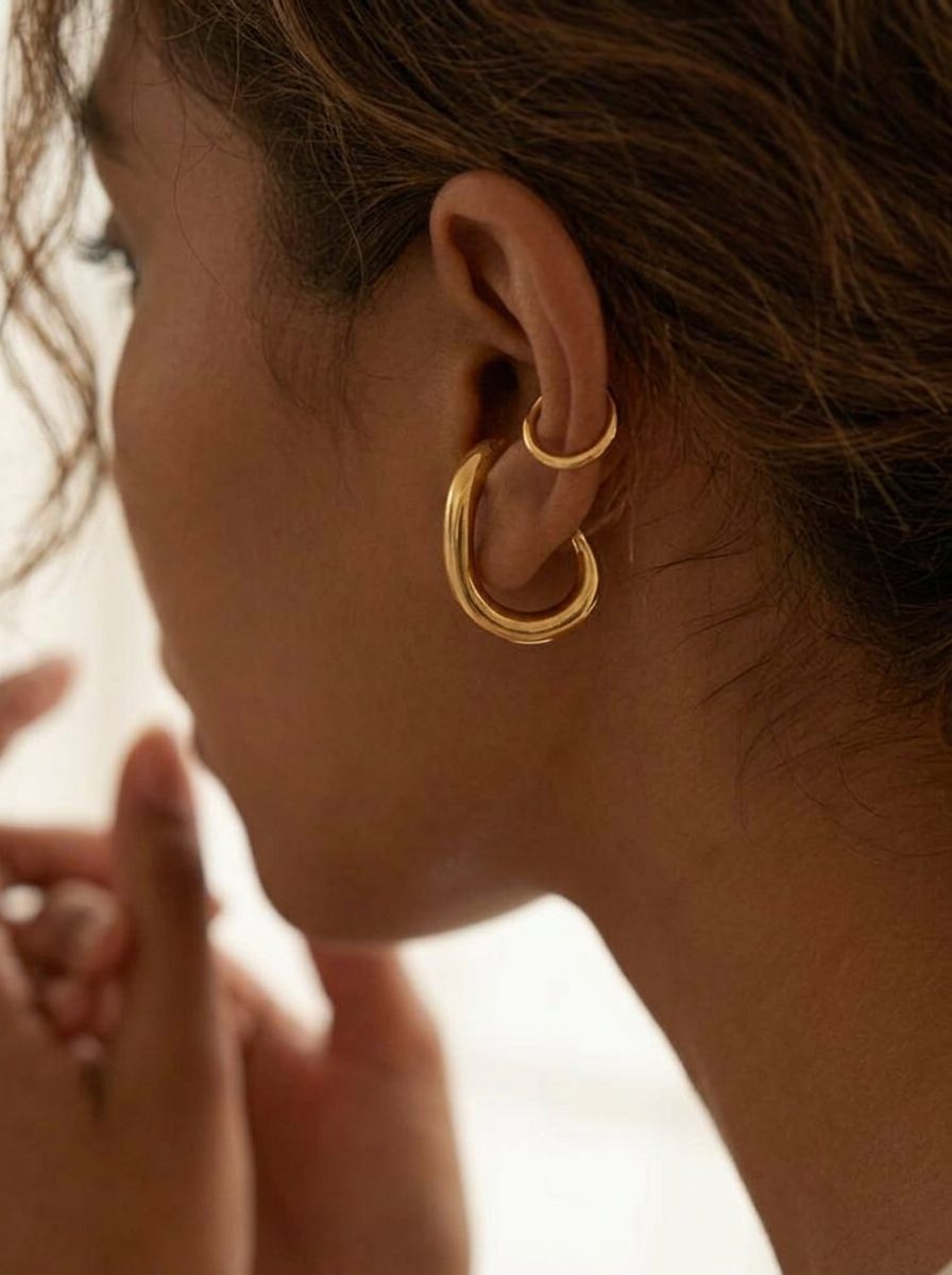 Modern Classic Stainless Steel Ear Cuff Earrings (Pair)