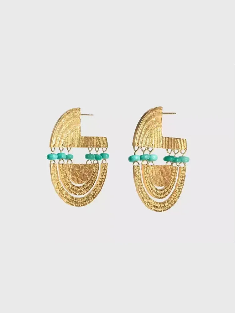 Gold Turquoise Boho Ethnic Earrings
