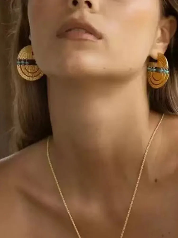 Gold Turquoise Boho Ethnic Earrings