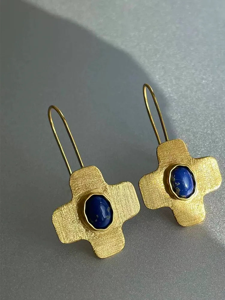 Gold Classic Floral Gemstone Earrings