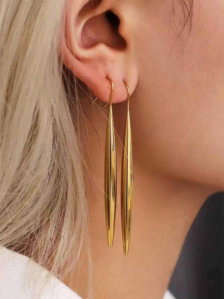 Stainless Steel Fishing Float Long Drop Earrings