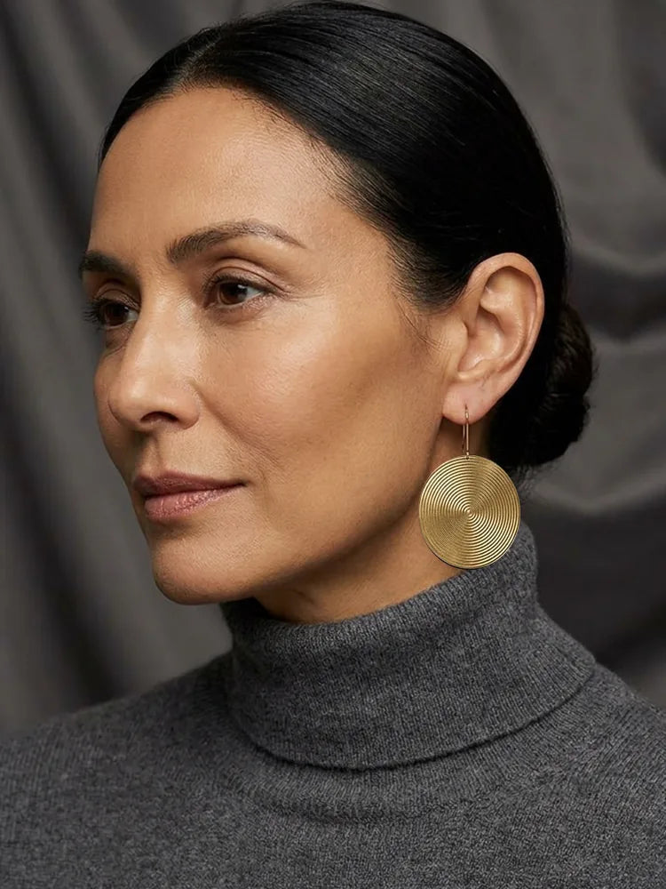 Gold African-Inspired Classic Round Earrings