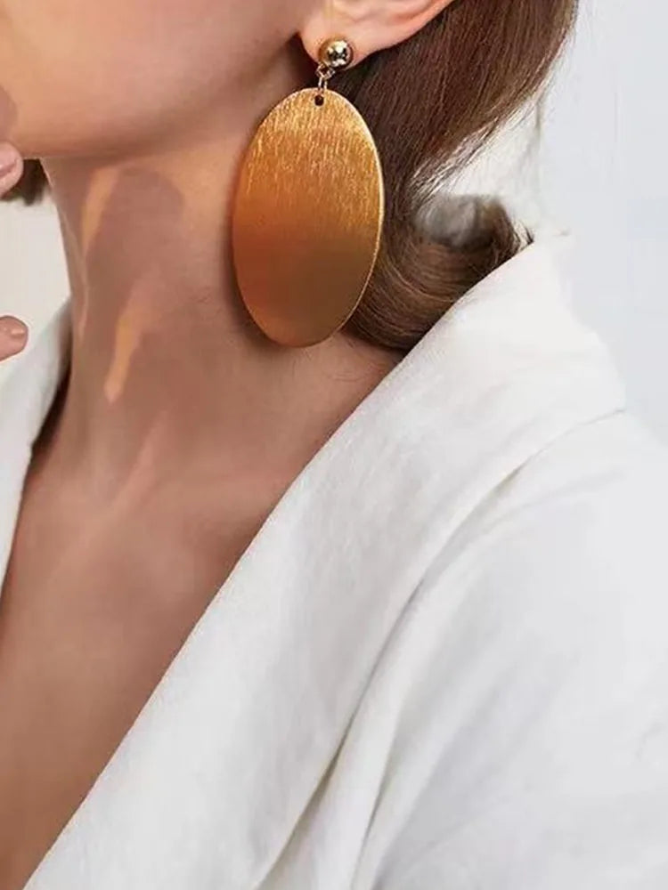 Modern Oversized Oval Stainless Steel Earrings