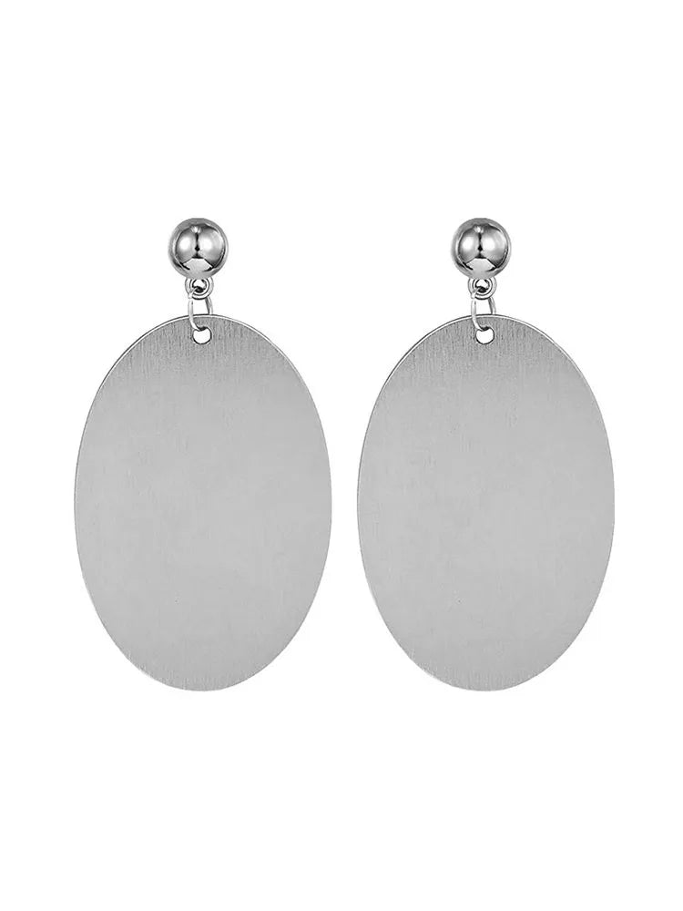 Modern Oversized Oval Stainless Steel Earrings