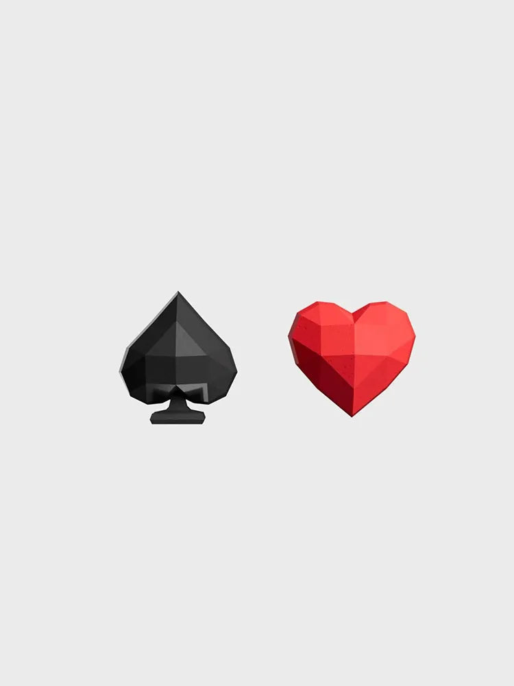 Modern Eco-Friendly Playing Card Stud Clip-On 4 Earrings (Red Black)
