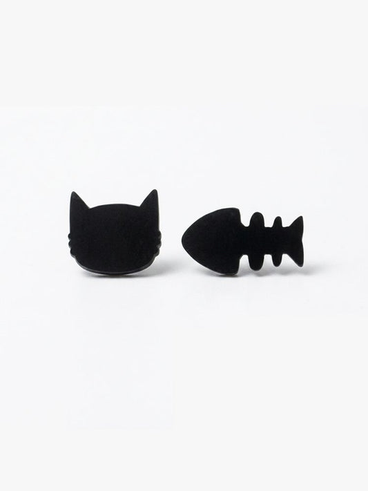 Magnetic stud blace cat earring Cute