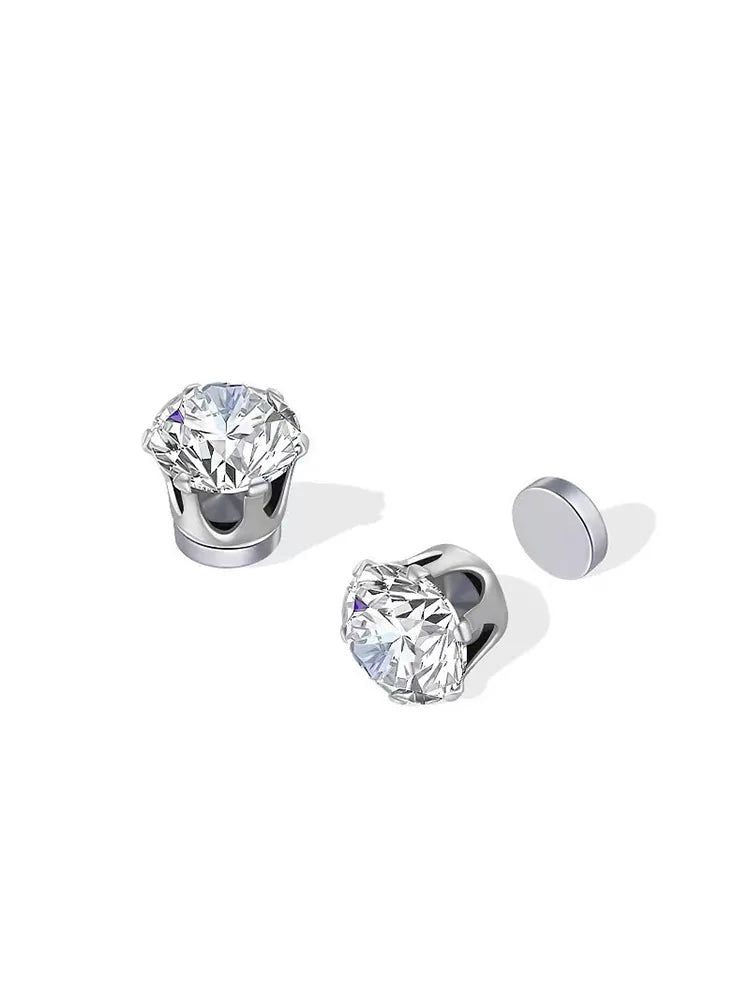 No-Piercing Magnetic Stainless Steel Earrings with Lab-Grown Diamond