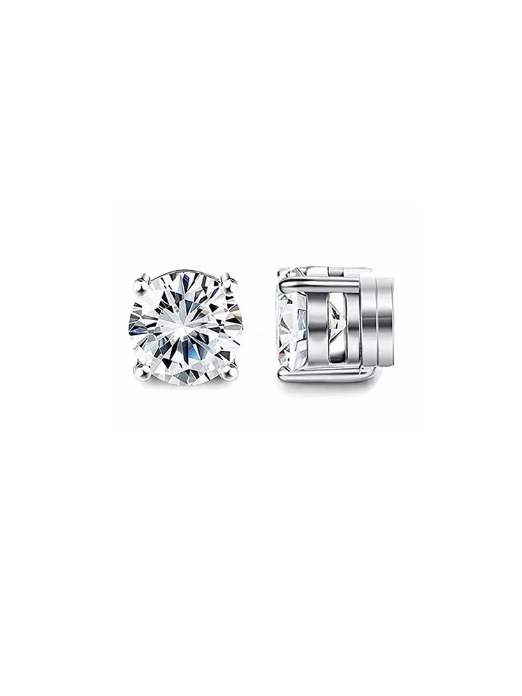 Silver Four-Prong Zircon Earring (Stainless Steel)