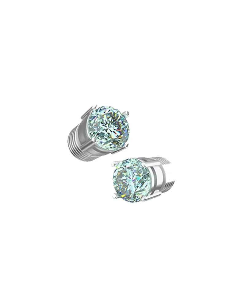 Blue Zircon Magnetic Stainless Steel Earring (No Piercing)