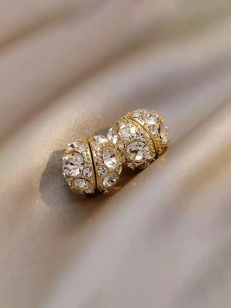 Round Ball Zircon Magnetic Earrings (No Piercing Stainless Steel)