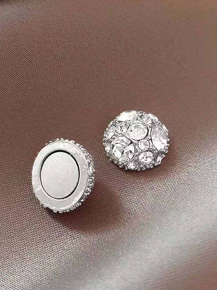 Round Ball Zircon Magnetic Earrings (No Piercing Stainless Steel)