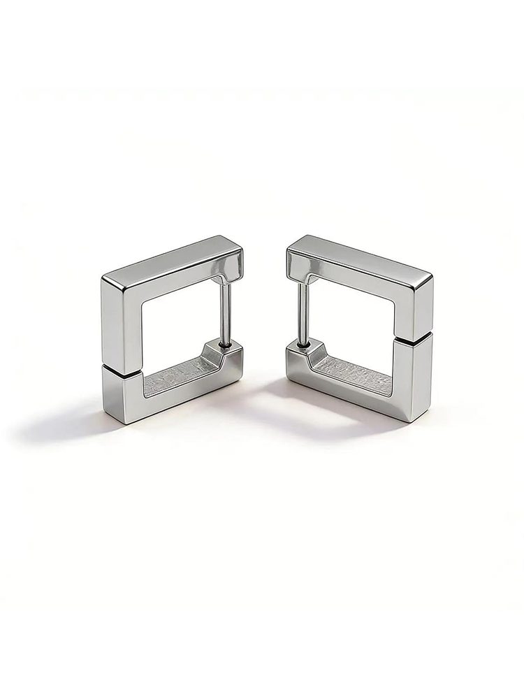 Square Minimal Engraved Earrings – Hypoallergenic Stainless Steel Custom Jewelry