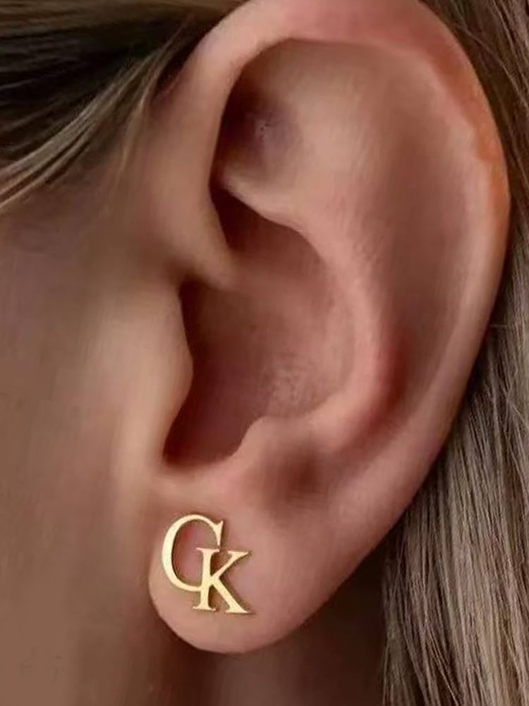 Hypoallergenic Stainless Steel Custom Name Earrings – Personalized Letter Studs & Clip-On 1 Pairs