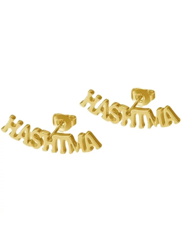 Hypoallergenic Stainless Steel Custom Name Earrings – Personalized Letter Studs & Clip-On 1 Pairs