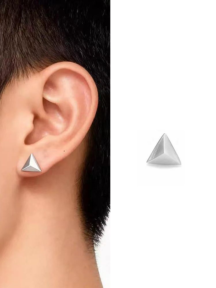 Triangle Minimal Stainless Steel Stud Earrings – Hypoallergenic Custom Engraved Pair