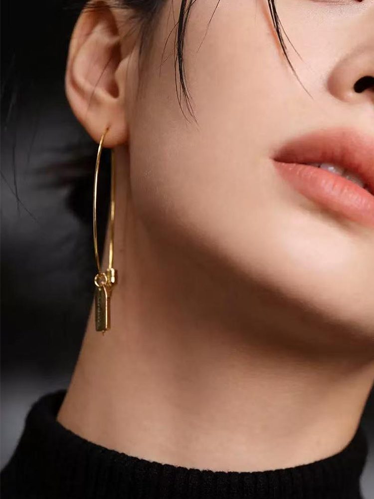 Tag Earrings – Stainless Steel Long Drop Design (2026 Fashion)