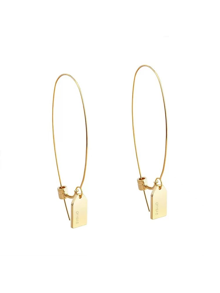 Tag Earrings – Stainless Steel Long Drop Design (2026 Fashion)