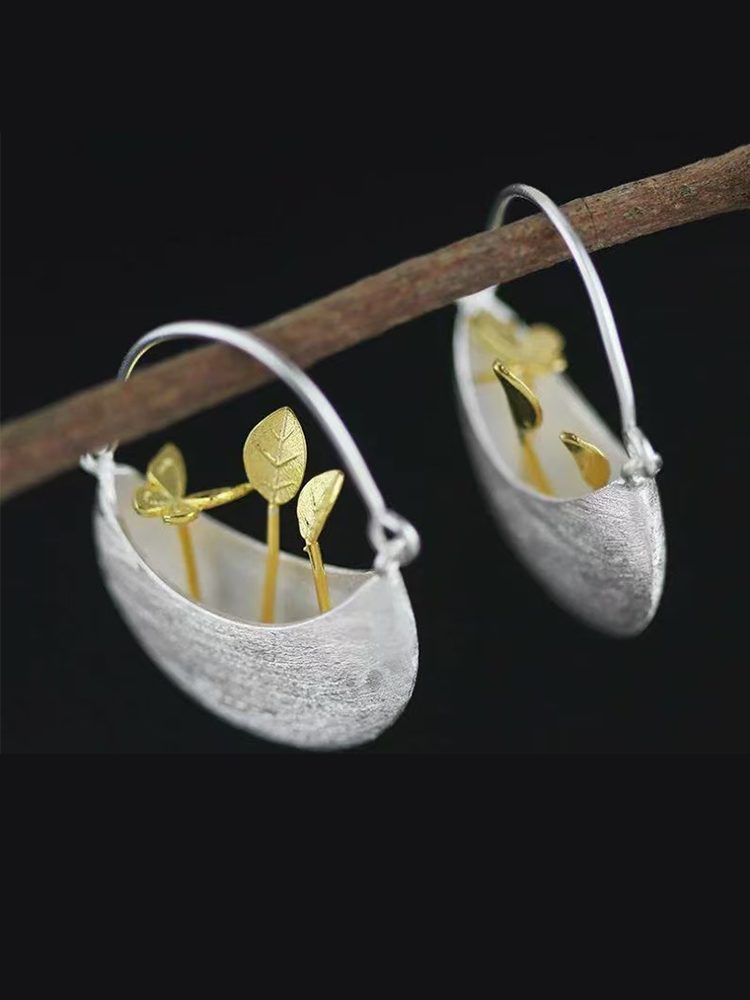 Sterling Silver 925 Floral Hoop Earrings – Unique Tone & Design