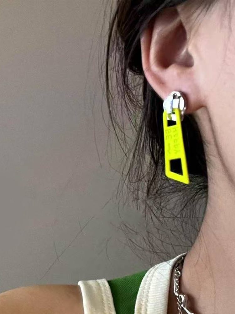 Pop Art Cool Zipper Earrings – Blue & Yellow Spring Edition Clip on