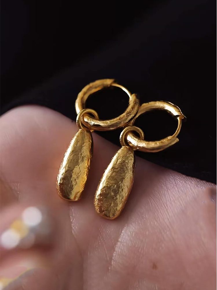 Handcrafted Stainless Steel Gold-Plated Earrings