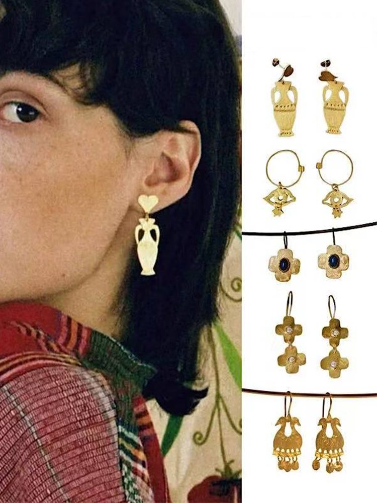 Vintage Vase-Inspired Earrings 18K Gold Plated